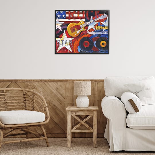 Stupell Industries Rockstar Americana Music Tribute Framed Giclee Art